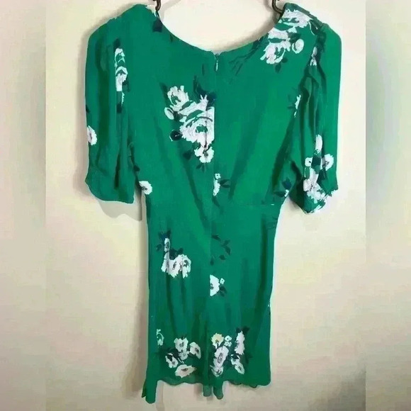Free People Sz 0 Emerald Green Puff Sleeve Midi Sundress - Picture 2 of 7